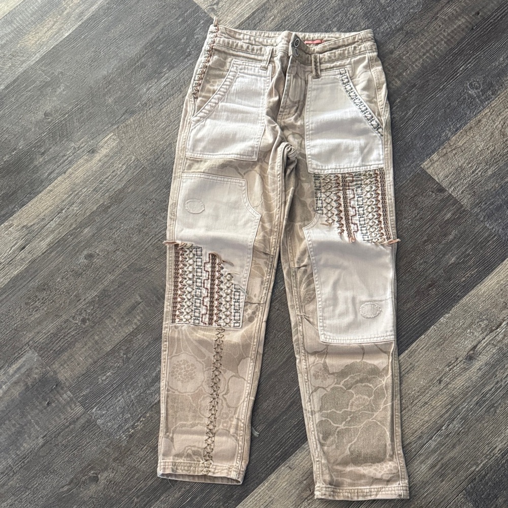Beige Patchwork Cargo Pants - image 1